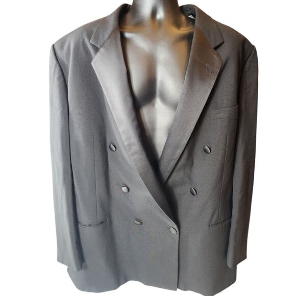 Perry Ellis Double Breasted Suit Jacket 50 Long Tuxedo Style Formal Blazer USA - Picture 12 of 16